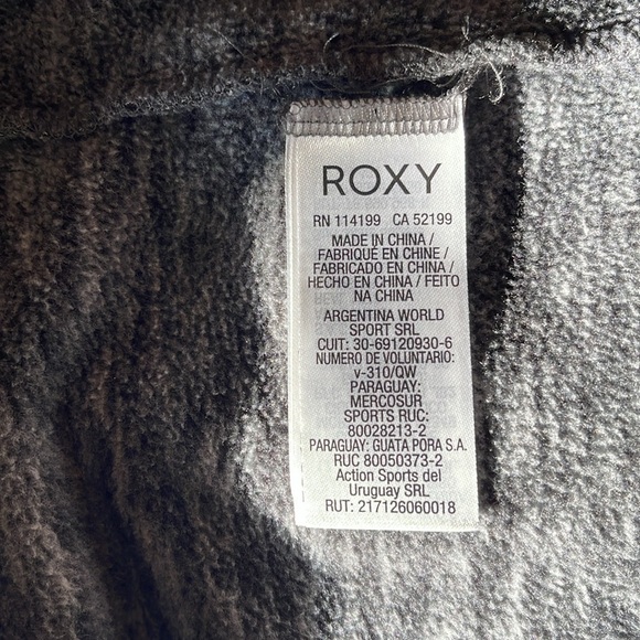 ROXY M heathered gray with pink full zip medium weight hoodie with huge hood - Picture 5 of 8